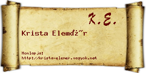 Krista Elemér névjegykártya